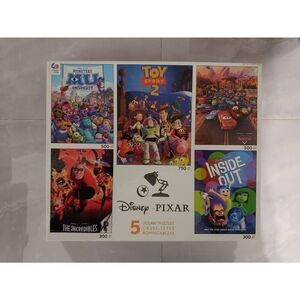 Ceaco Disney Pixar 5 Puzzles Toy Story 2 Cars Inside Out Monsters U Incredibles